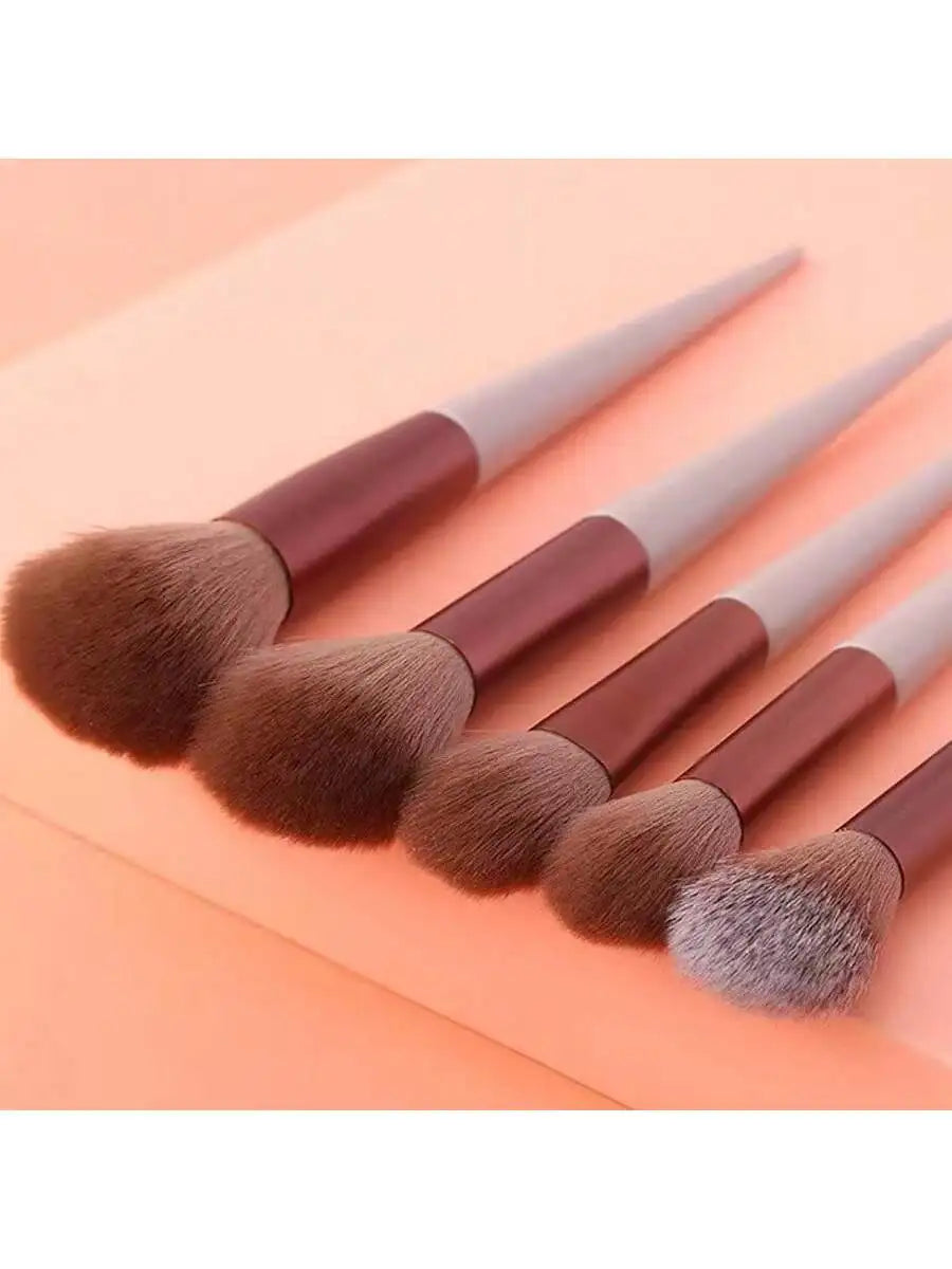 Bean Paste Color Makeup Brush Set with Velvet Bag Soft Bristle Powder Blush